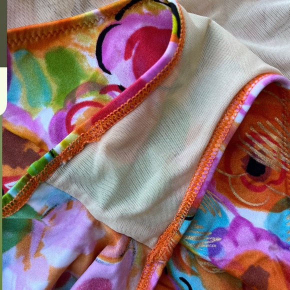 Vintage Gottex One Piece Floral Geometric Swimming Suit Size 10 - Picture 4 of 11